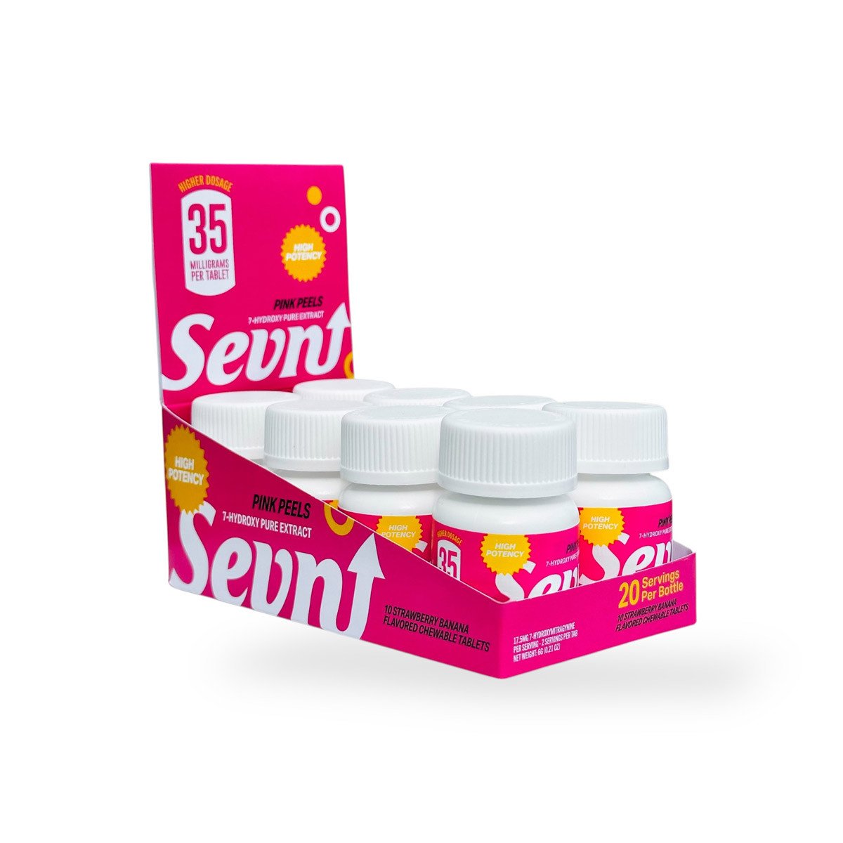 sevn 7 hydroxy tablet pink peels strawberry banana 35mg per tablet 10ct box 58954 sevn 7 hydroxy tablet pink peels strawberry banana 35mg per tablet 10ct box 58954