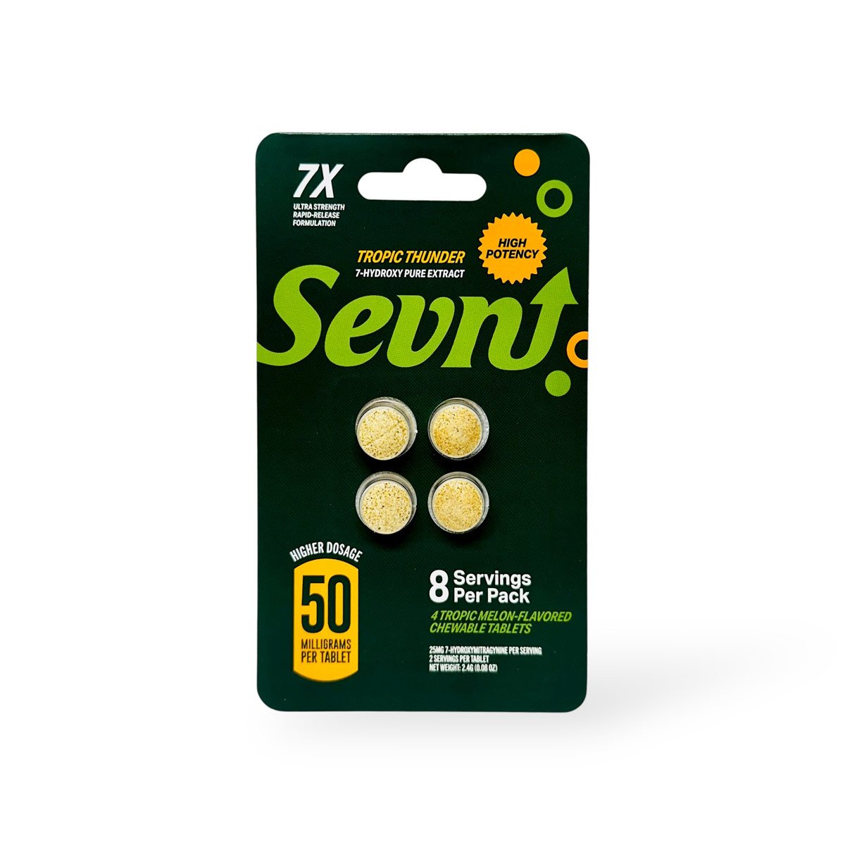 Offerings Sevn High Potency 7 Hydroxy Tablets Tropic Thunder 50mg Per Tablet 4ct 31878